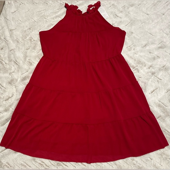 KIRUNDO Halter Sleeveless Flowy Mini Babydoll Tiered Dress XL - Picture 11 of 16